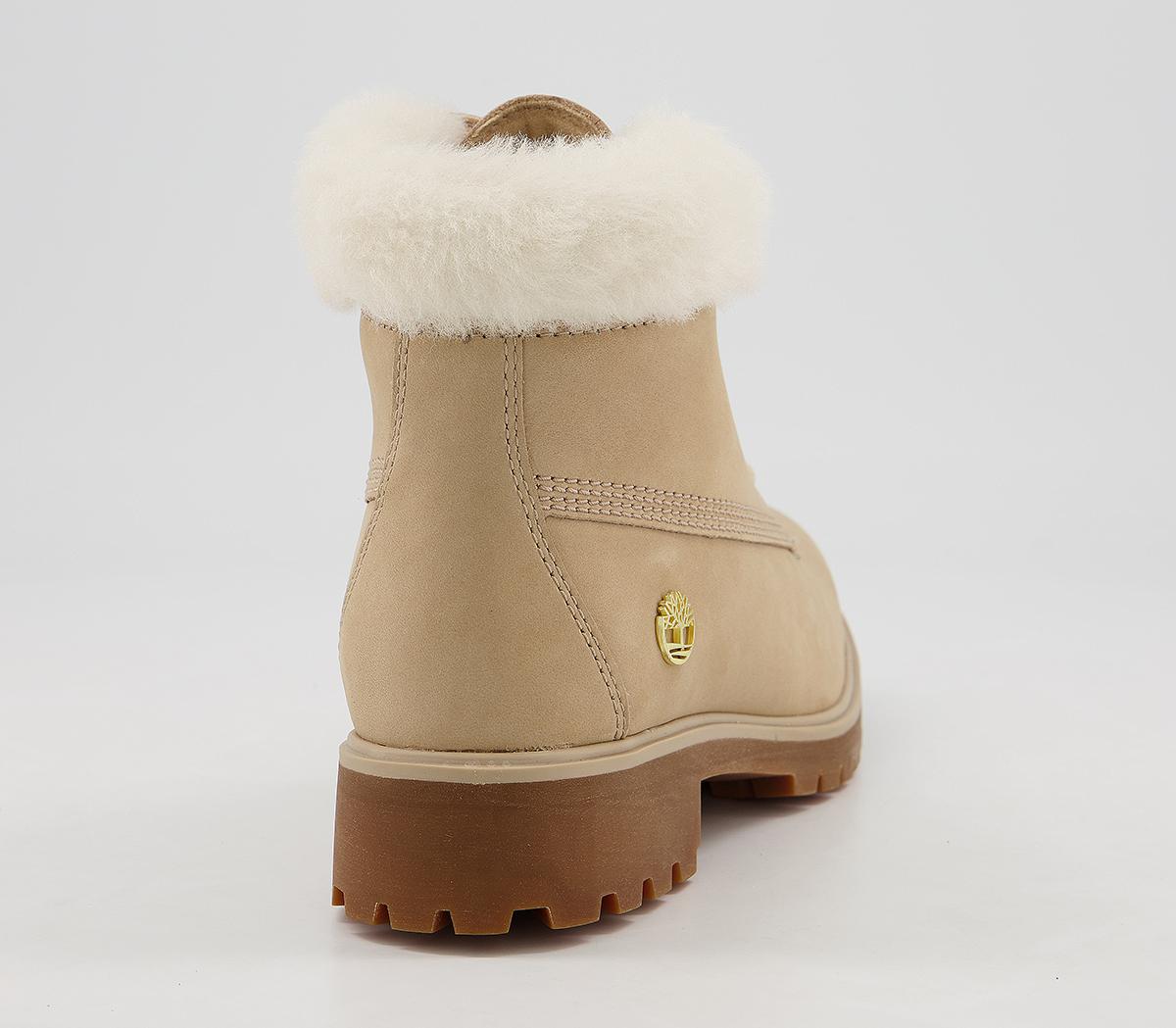 Timberland Slim Premium 6 Inch Fur Cuff Boots Stone Exclusive - Women's ...