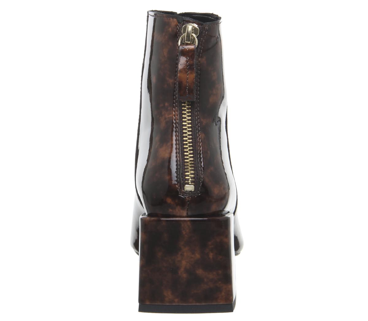 OFFICEApricot Square Toe Block Heel Boots OFFICEApricot Square Toe Block Heel BootsTortoiseshell