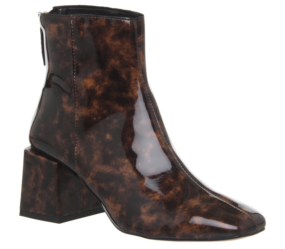 OFFICEApricot Square Toe Block Heel Boots OFFICEApricot Square Toe Block Heel BootsTortoiseshell