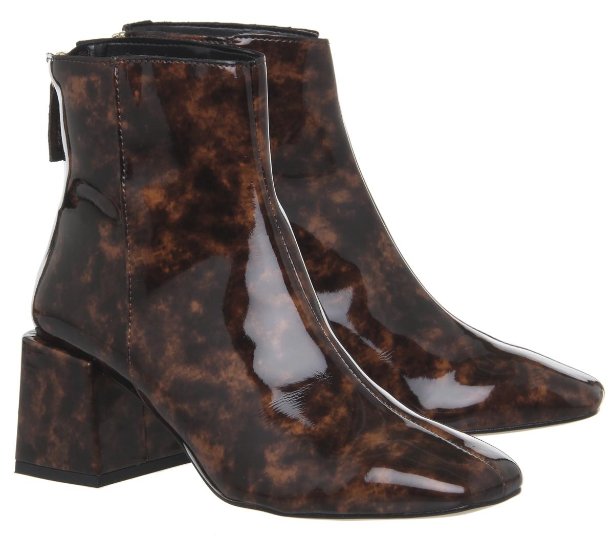 OFFICEApricot Square Toe Block Heel Boots OFFICEApricot Square Toe Block Heel BootsTortoiseshell