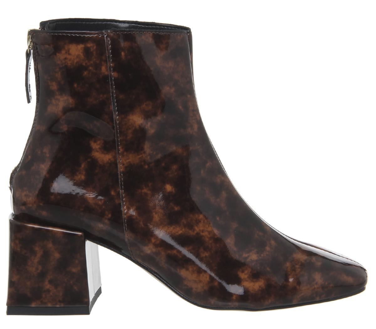 OFFICEApricot Square Toe Block Heel Boots OFFICEApricot Square Toe Block Heel BootsTortoiseshell