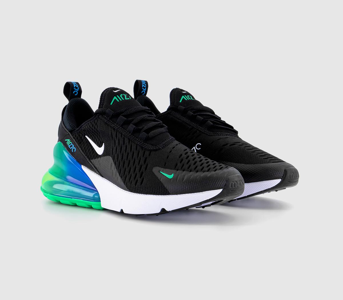 Nike Kids Air Max 270 Gs Trainers Black Blue Croc Leather, 3