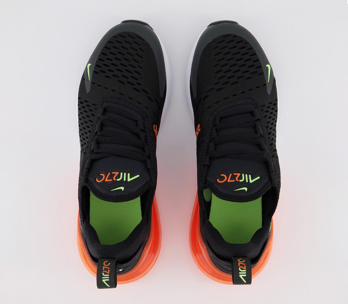 Nike Air Max 270 Gs Trainers Black Ghost Green Total Orange - Unisex