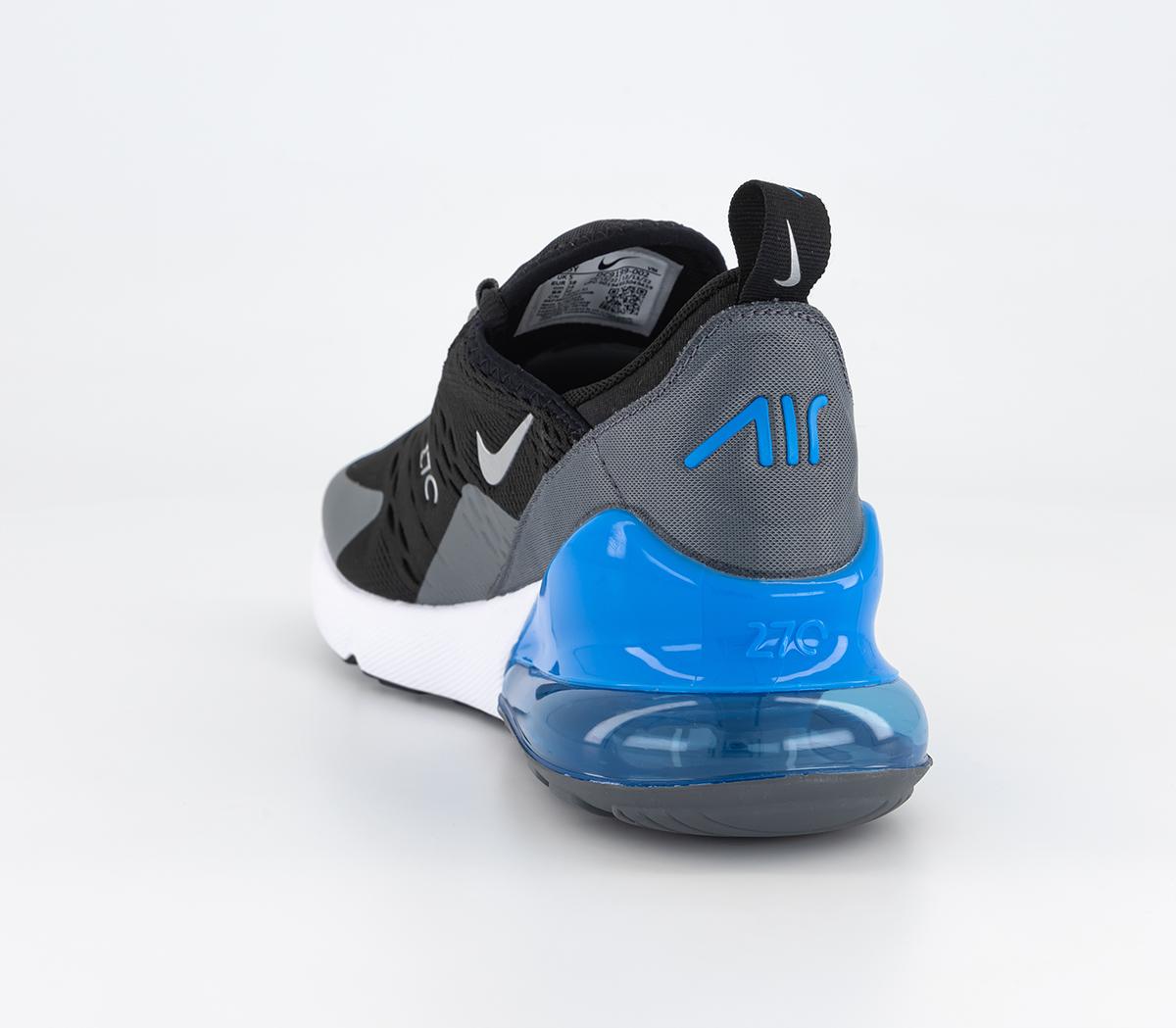 NikeAir Max 270 Junior TrainersBlack Metallic Silver Photo Blue Dark Grey