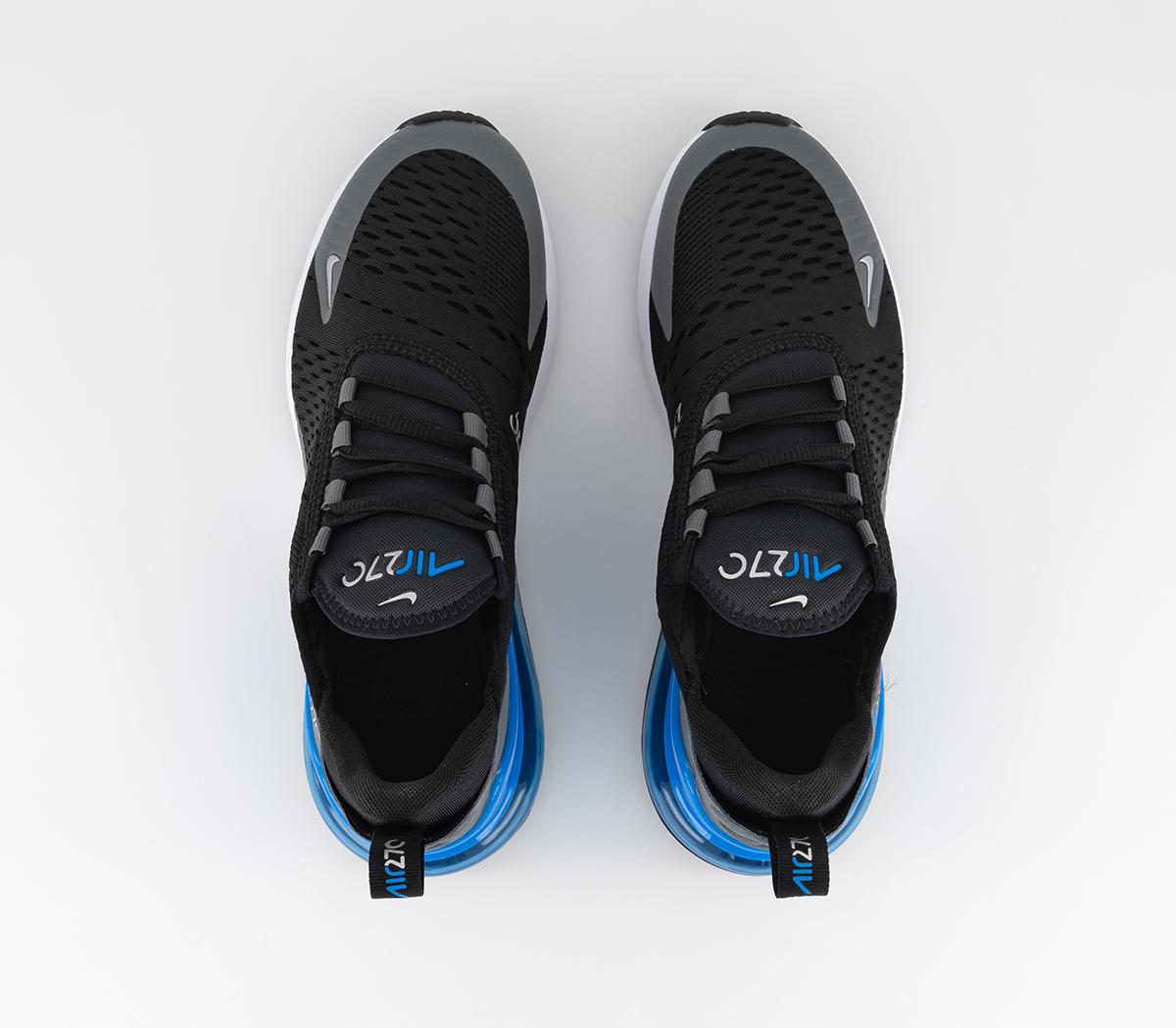 NikeAir Max 270 Junior TrainersBlack Metallic Silver Photo Blue Dark Grey