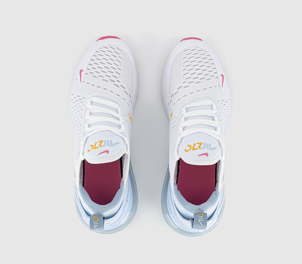 Nike Air Max 270 GS Trainers Nike Air Max 270 GS Trainers White Pinksicle Blue Tint Light Armory Blue