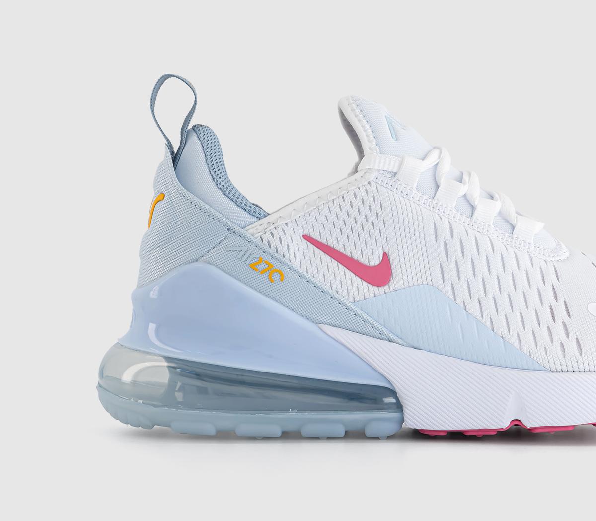 Nike Air Max 270 GS Trainers Nike Air Max 270 GS Trainers White Pinksicle Blue Tint Light Armory Blue