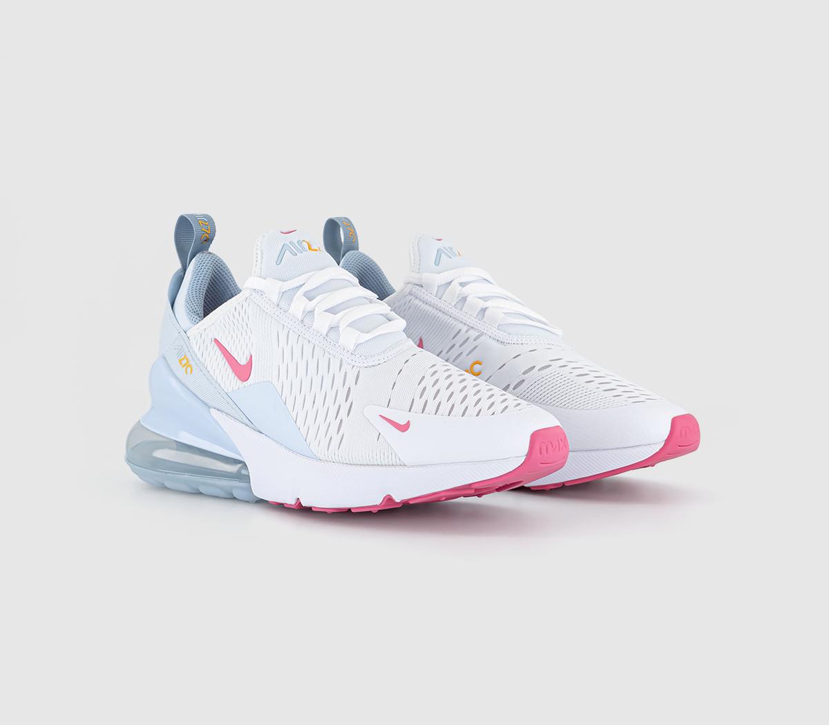 Nike Air Max 270 GS Trainers Nike Air Max 270 GS Trainers White Pinksicle Blue Tint Light Armory Blue