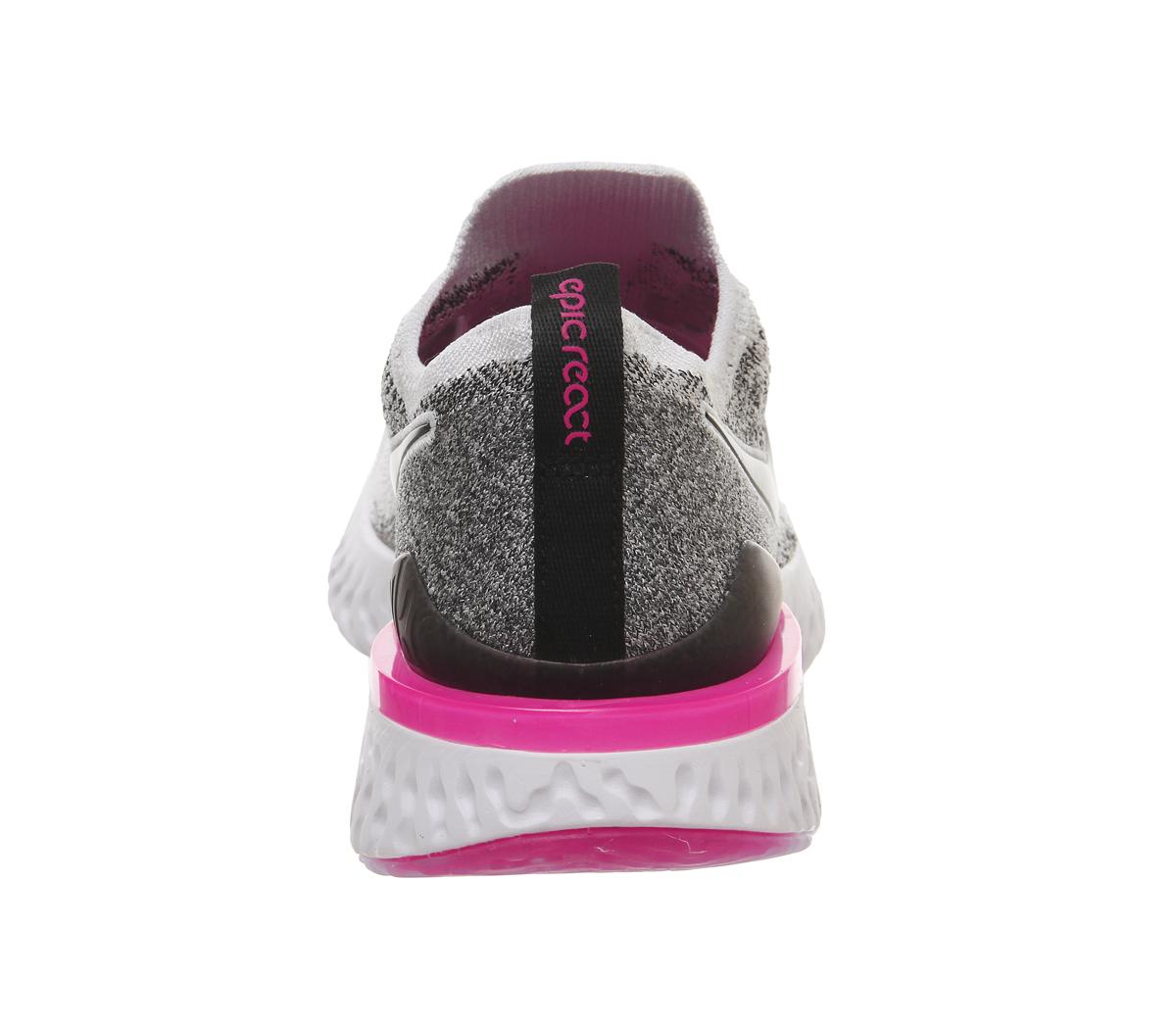 NikeEpic React FlyknitWhite Black Hyper Pink Blue Tint F