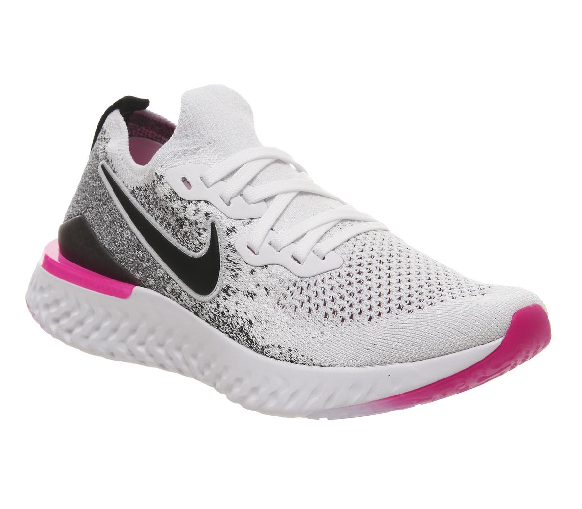 Epic react flyknit 2025 2 black white pink