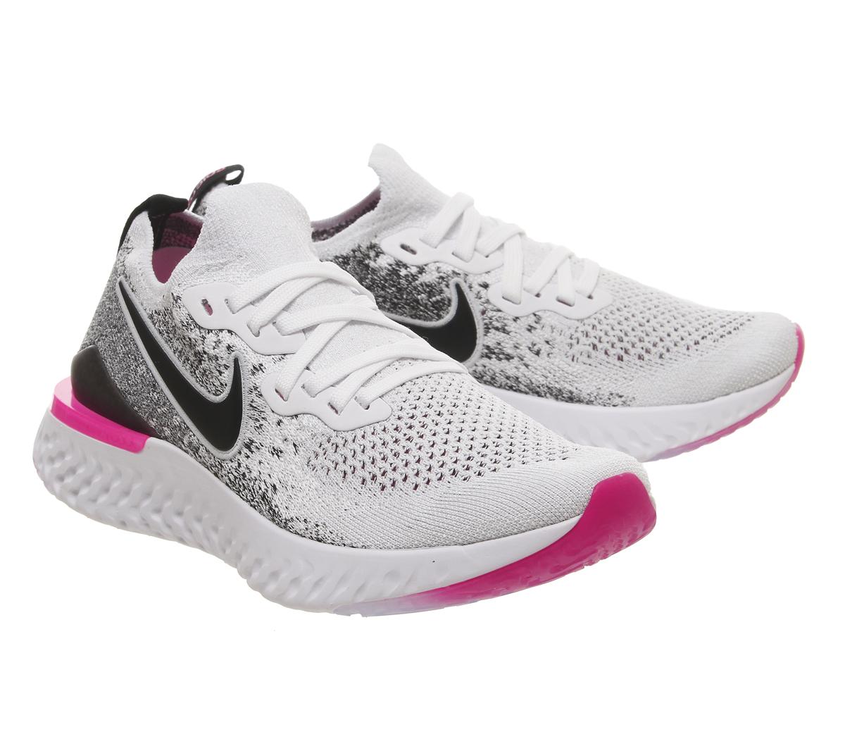 NikeEpic React FlyknitWhite Black Hyper Pink Blue Tint F