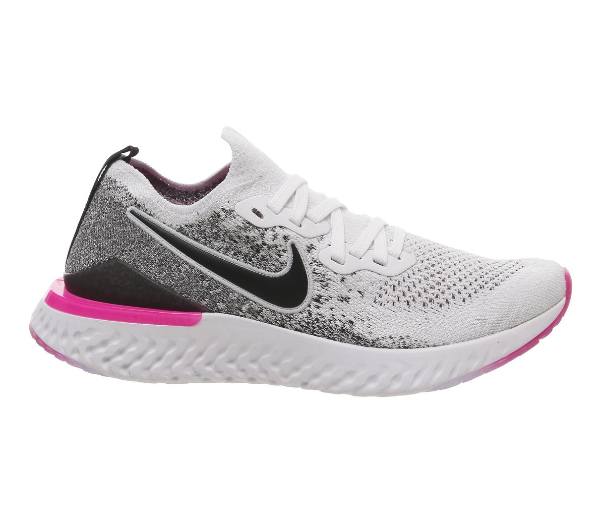 NikeEpic React FlyknitWhite Black Hyper Pink Blue Tint F