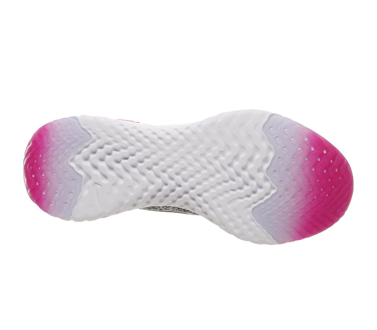 nike running epic react trainers in white and pink