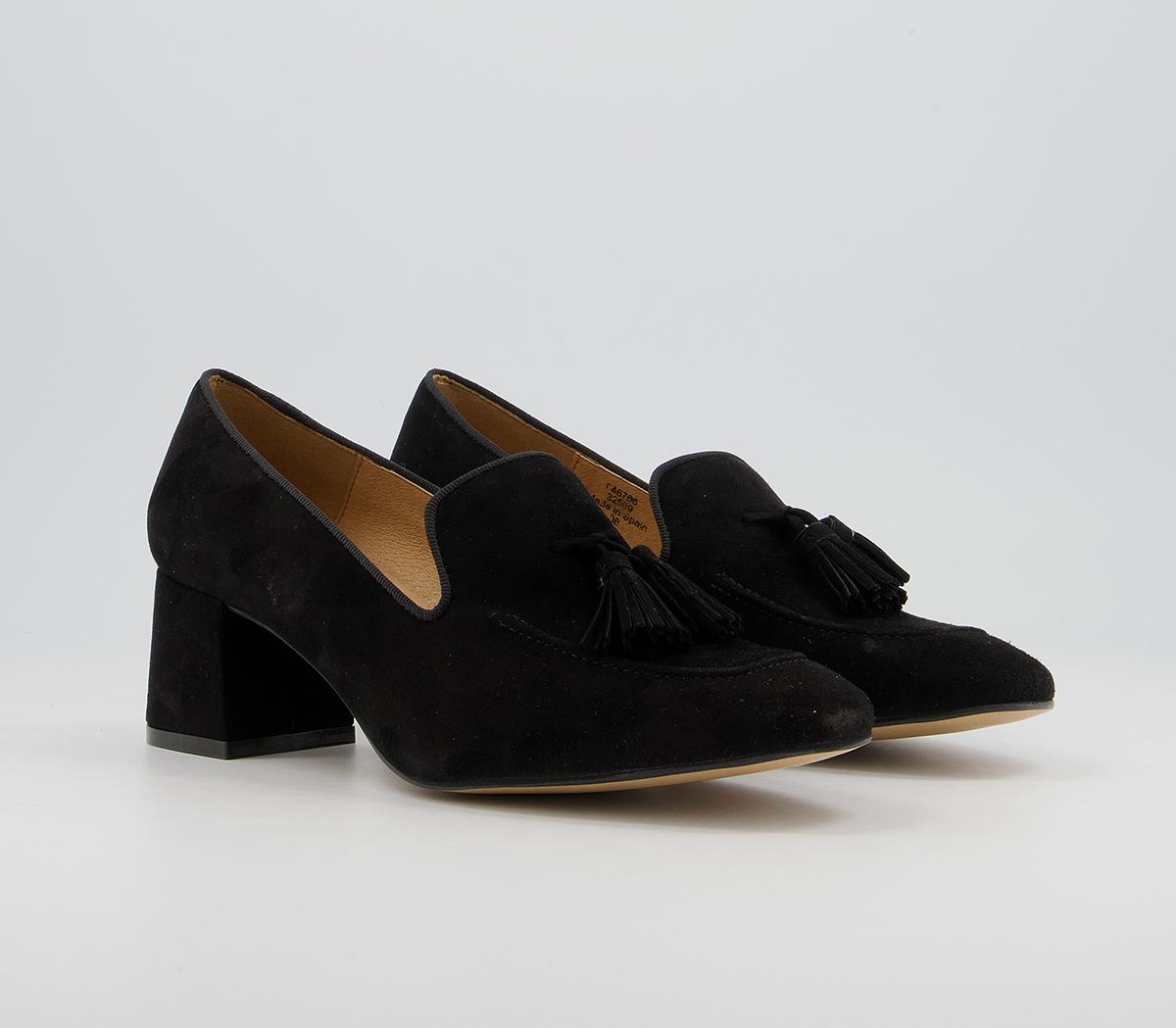 Office Move Tassel Mid Block Heels Office Move Tassel Mid Block Heels Black Suede