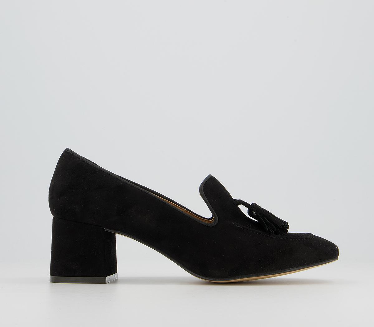 Office Move Tassel Mid Block Heels Office Move Tassel Mid Block Heels Black Suede