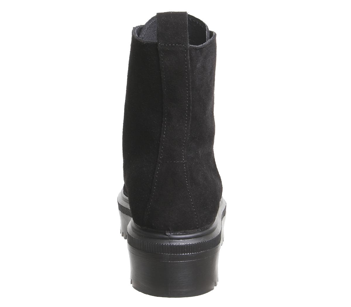 OFFICEAtomize- Heavy Sole Lace Up BootBlack Suede With Hiker Detail