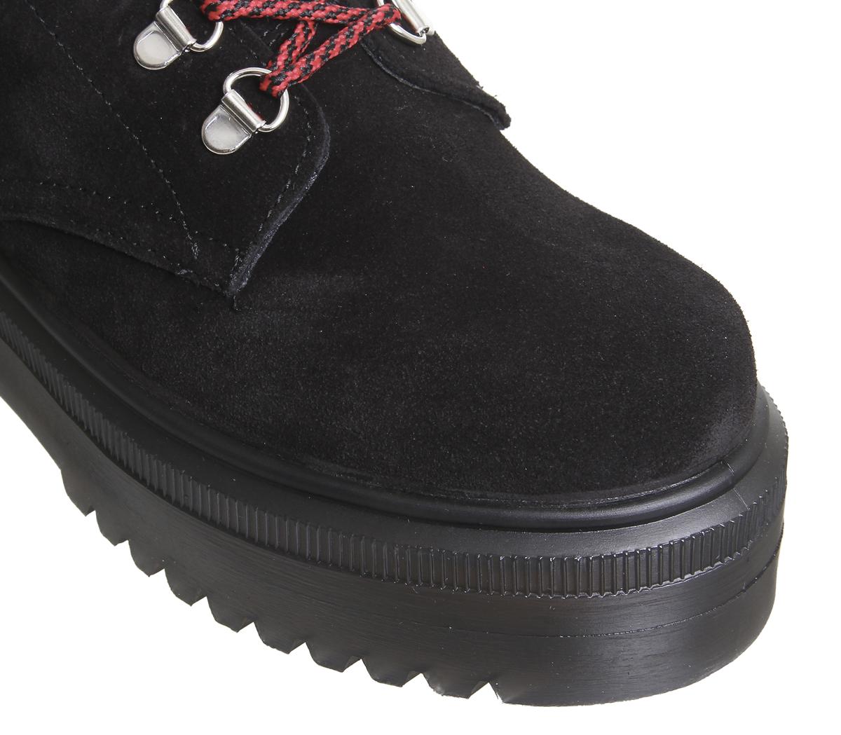 OFFICEAtomize- Heavy Sole Lace Up BootBlack Suede With Hiker Detail