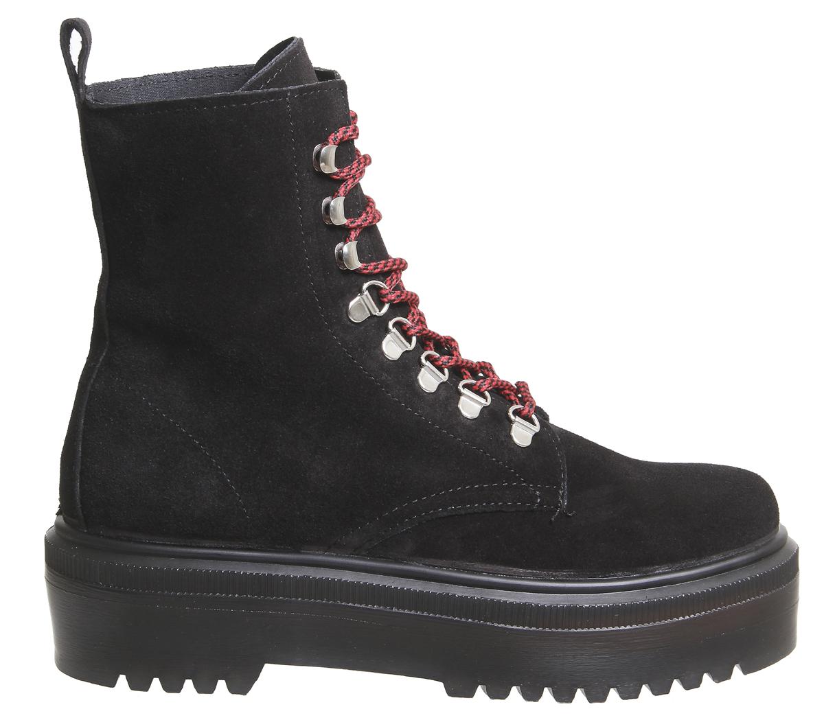 OFFICEAtomize- Heavy Sole Lace Up BootBlack Suede With Hiker Detail