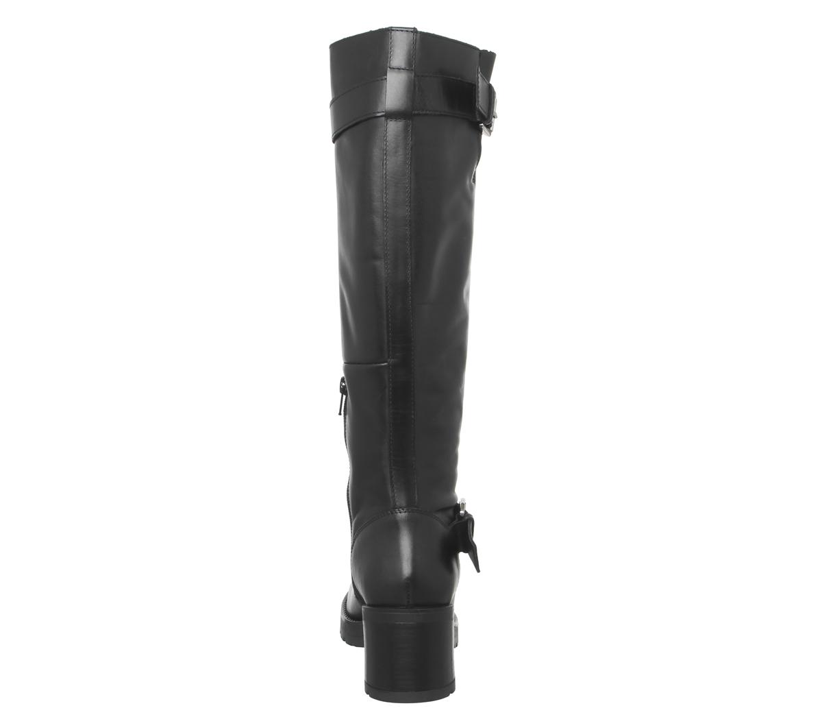 OFFICEKadi- Casual Mid Buckle Knee BootBlack Leather