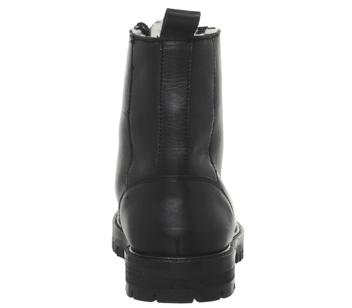 OFFICEAnsel Hiker Lace Up Boots OFFICEAnsel Hiker Lace Up BootsBlack Leather Natural Fur Lining