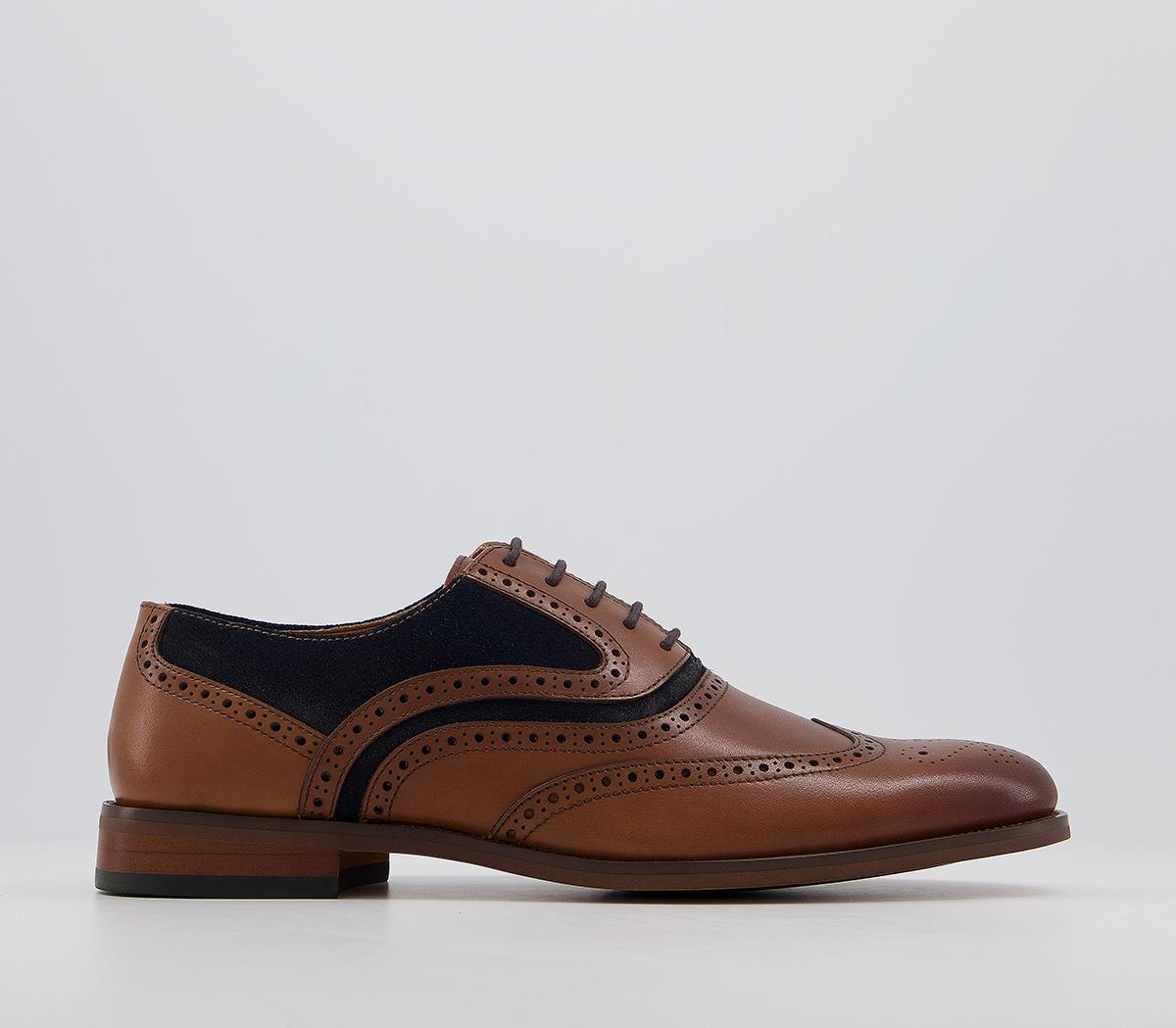 OFFICEInfuse BroguesTan Leather Navy Suede