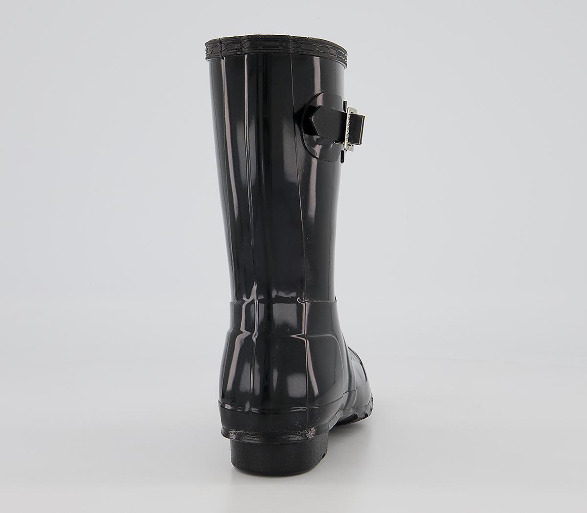Hunter Original Short Gloss Wellies W Black Gloss - Women's Ankle Boots