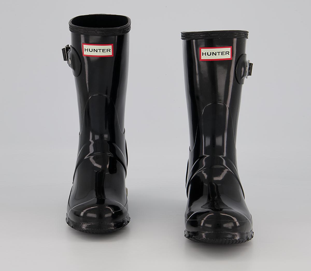 Hunter Original Short Gloss Wellies W Hunter Original Short Gloss Wellies W Black Gloss