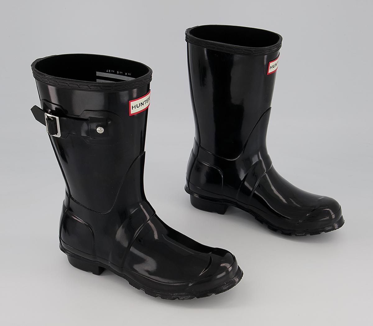 Hunter Original Short Gloss Wellies W Hunter Original Short Gloss Wellies W Black Gloss