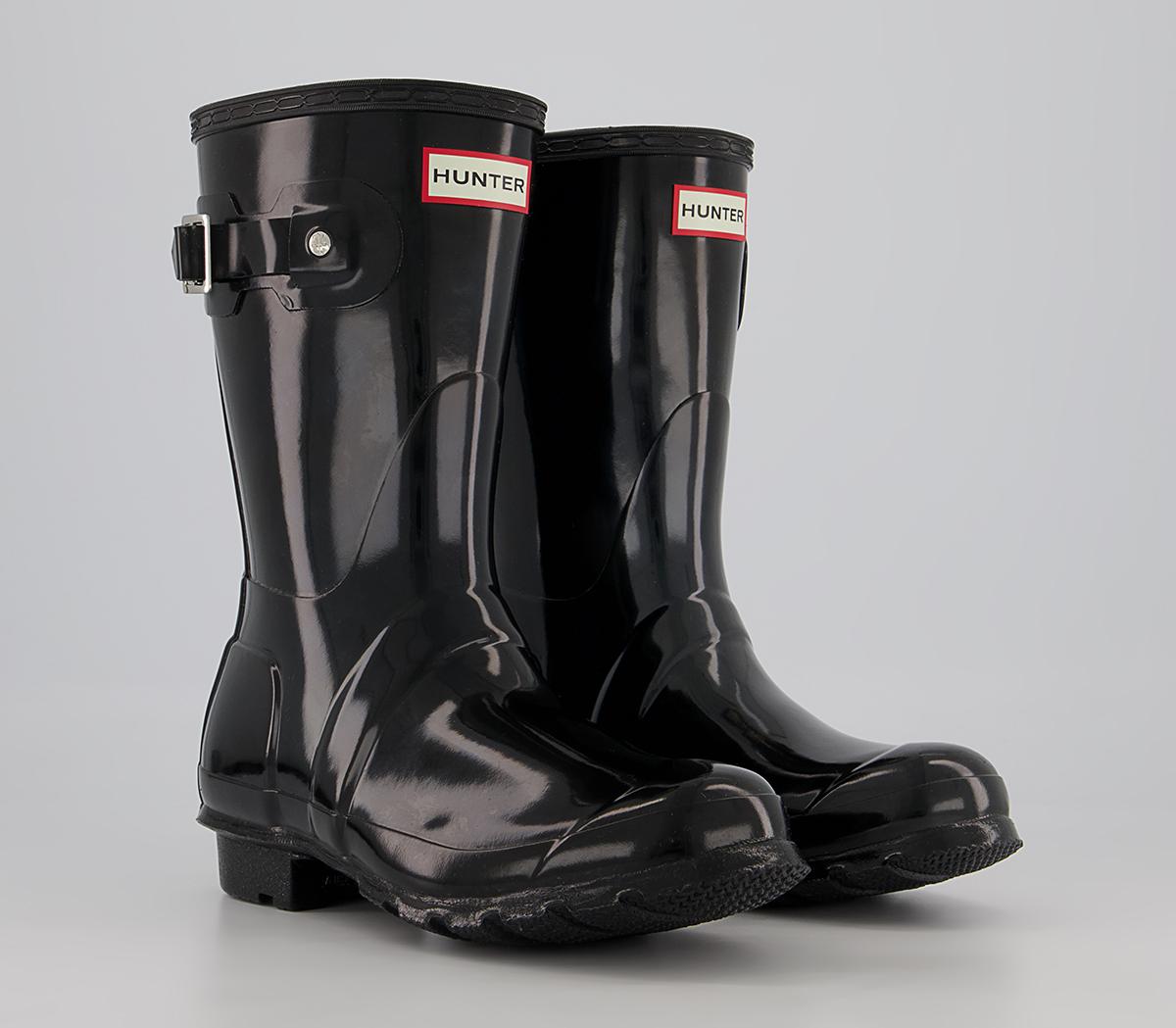 Hunter Original Short Gloss Wellies W Hunter Original Short Gloss Wellies W Black Gloss