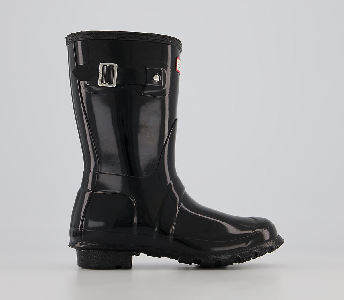 Hunter Original Short Gloss Wellies W Hunter Original Short Gloss Wellies W Black Gloss