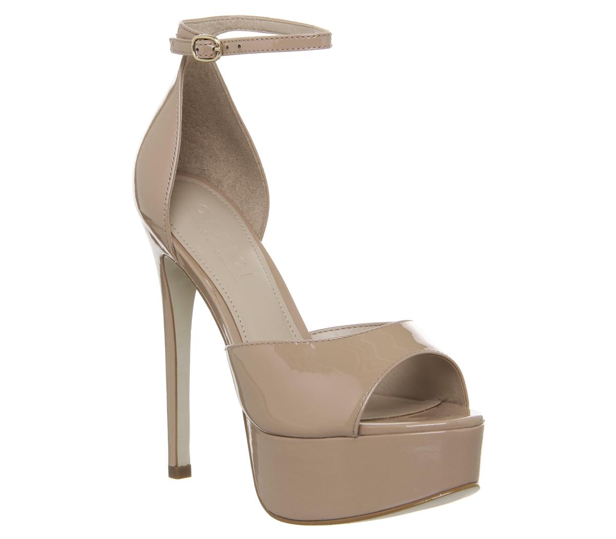 OFFICE Holy Smoke Peep Toe Platform Heels Nude Patent - High Heels