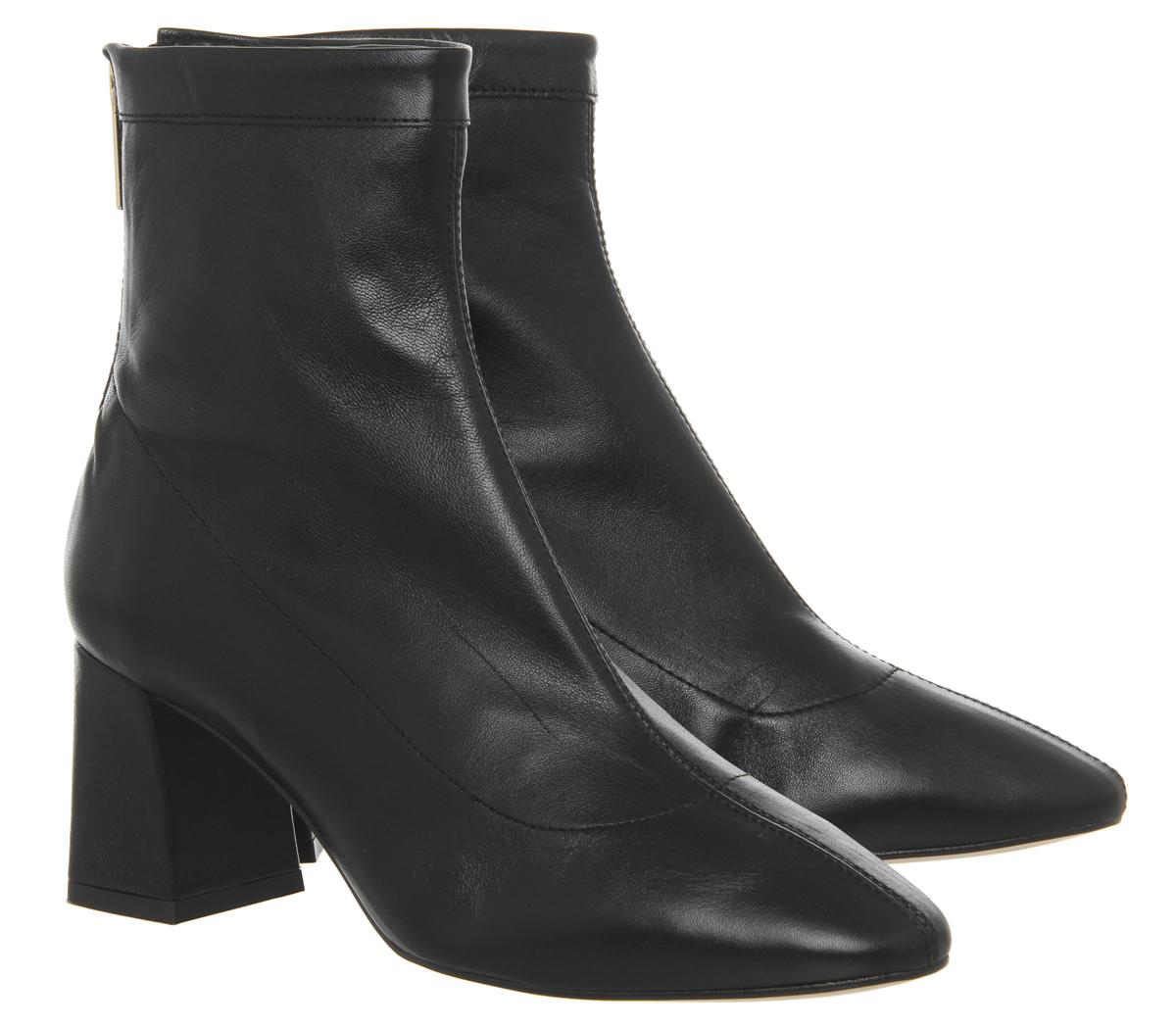 OFFICEAll Day- Back Zip Block Heel BootBlack Leather