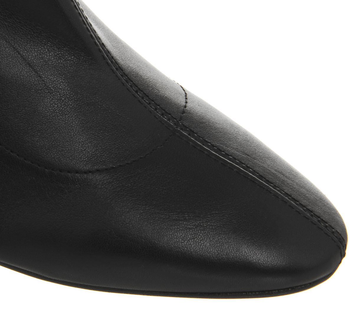 OFFICEAll Day- Back Zip Block Heel BootBlack Leather