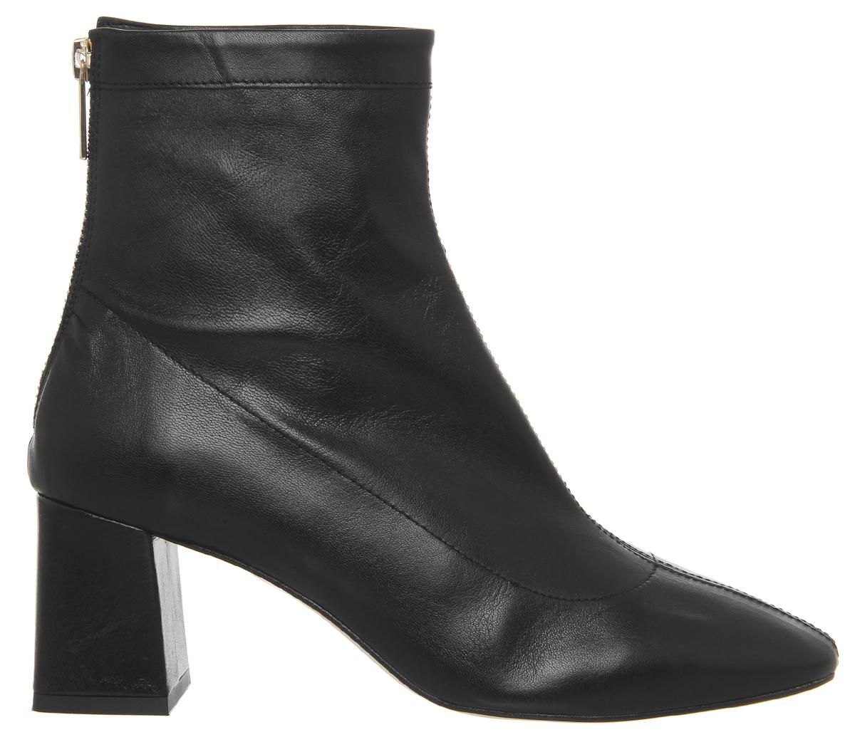 OFFICEAll Day- Back Zip Block Heel BootBlack Leather