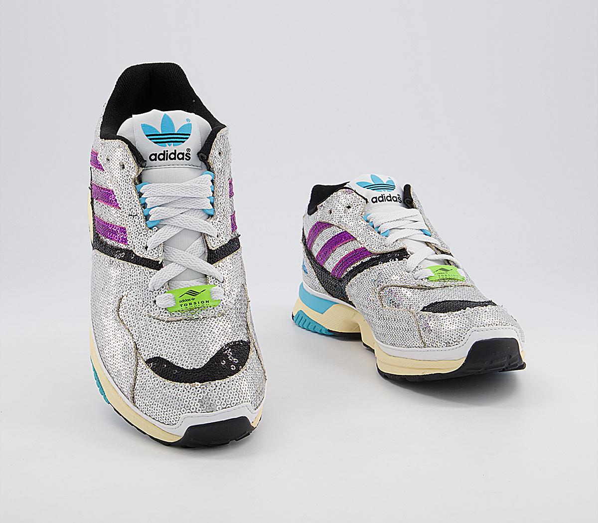 adidas Zx 4000 Trainers Black Silver Purple Sequin - Women's