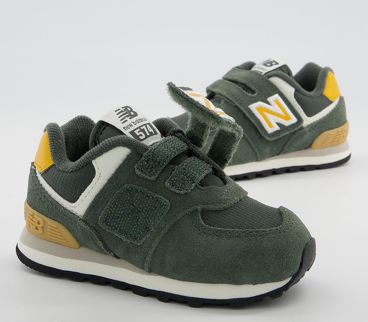 New Balance 574 Infant Trainers Khaki Yellow Unisex