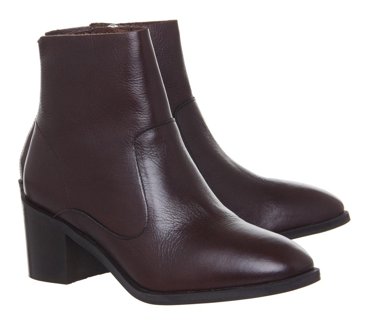 OFFICEAlford- Unlined Block Heel BootBrown Leather