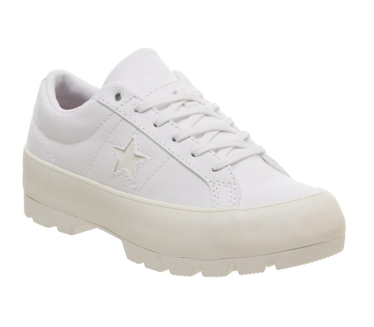 ConverseOne Star Lugged Ox TrainersWhite White Egret