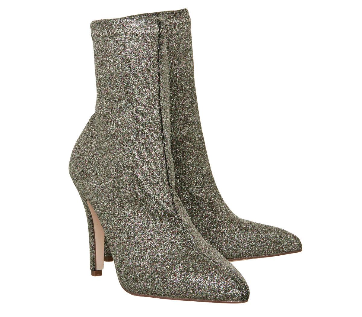 OFFICE Almighty Pointed Sock Boots Multi Glitter - Women's Boots