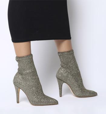 OFFICE Almighty Pointed Sock Boots Multi Glitter