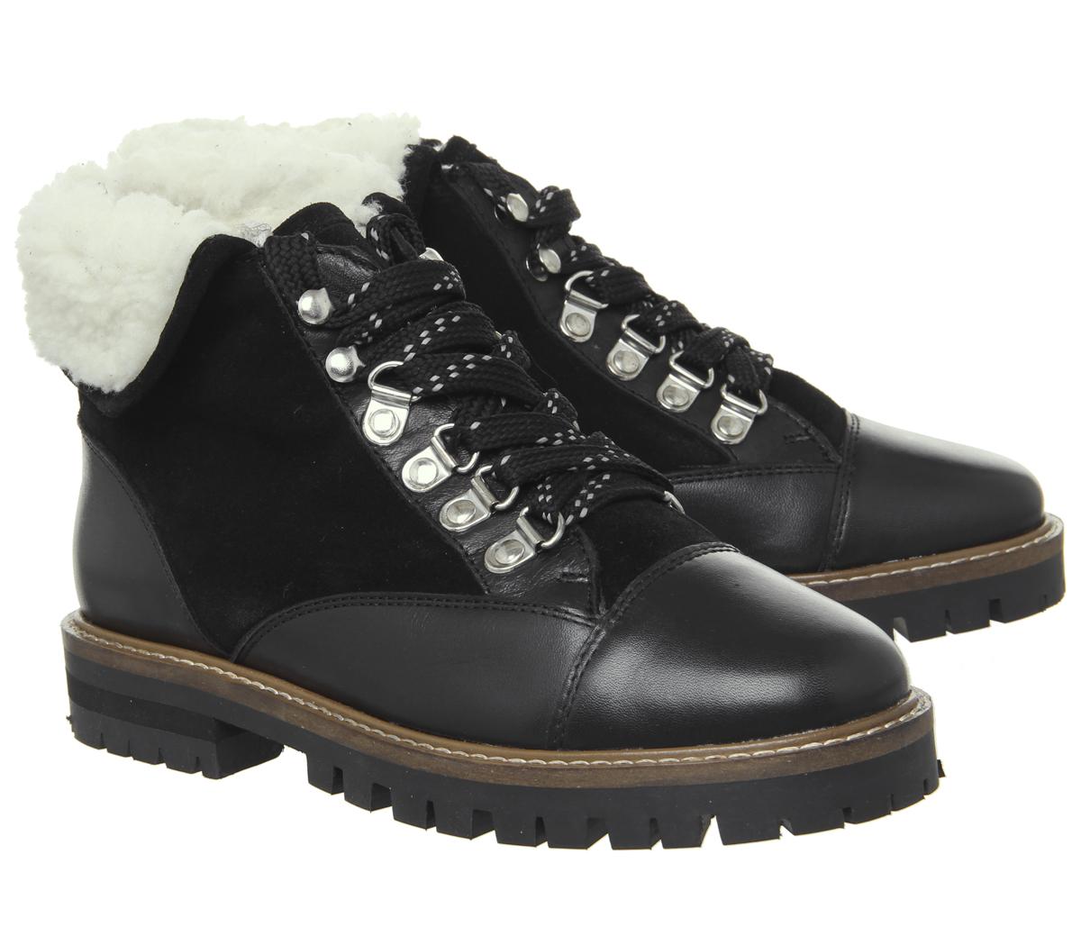 OFFICE Adams Furline Hiker Boots Black Suede Leather - Women's Boots