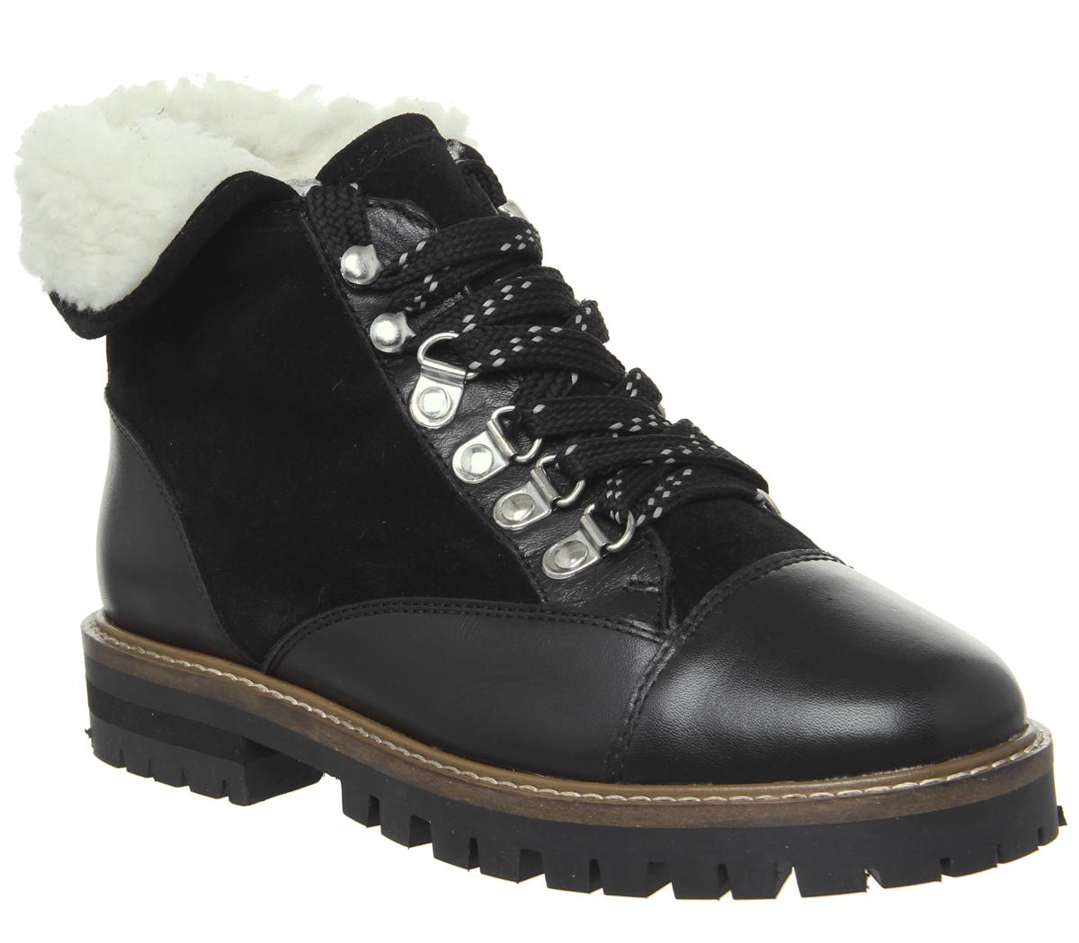 OFFICE Adams Furline Hiker Boots Black Suede Leather - Womens Boots