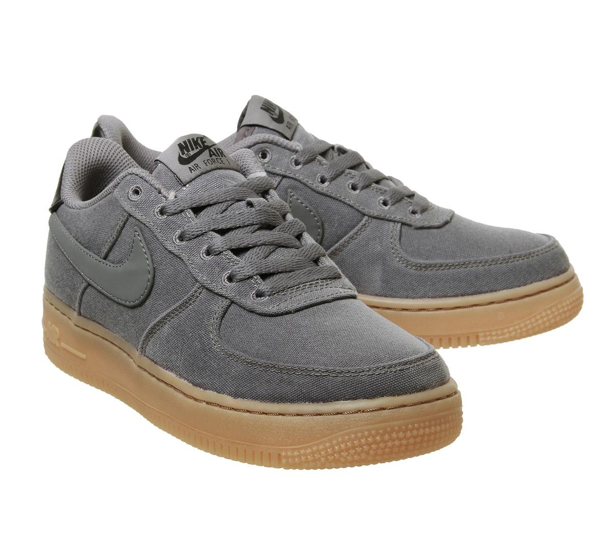 Nike Air Force 1 Lv8 Gs Trainers Flat Pewter Gum Med Brown 