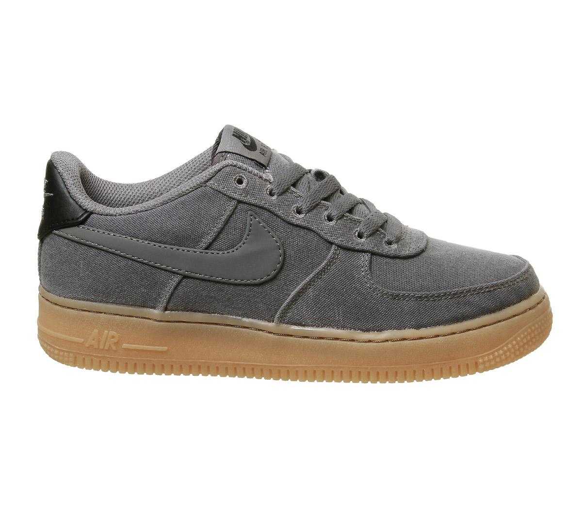 Nike Air Force Lv8 Gs Trainers Flat Pewter Gum Med Brown