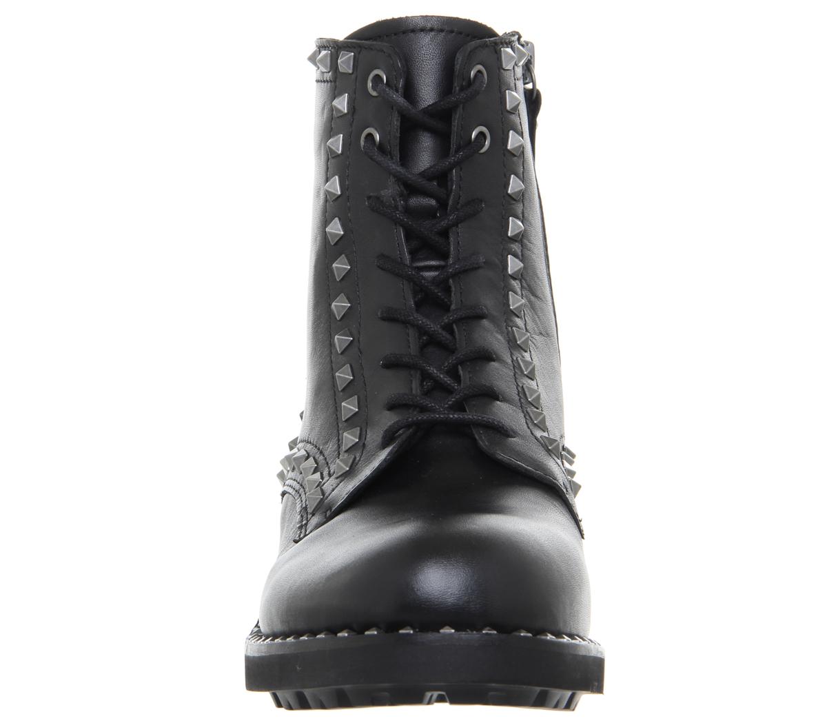 Ash Wolf Stud Boots Black Silver - Women's Ankle Boots