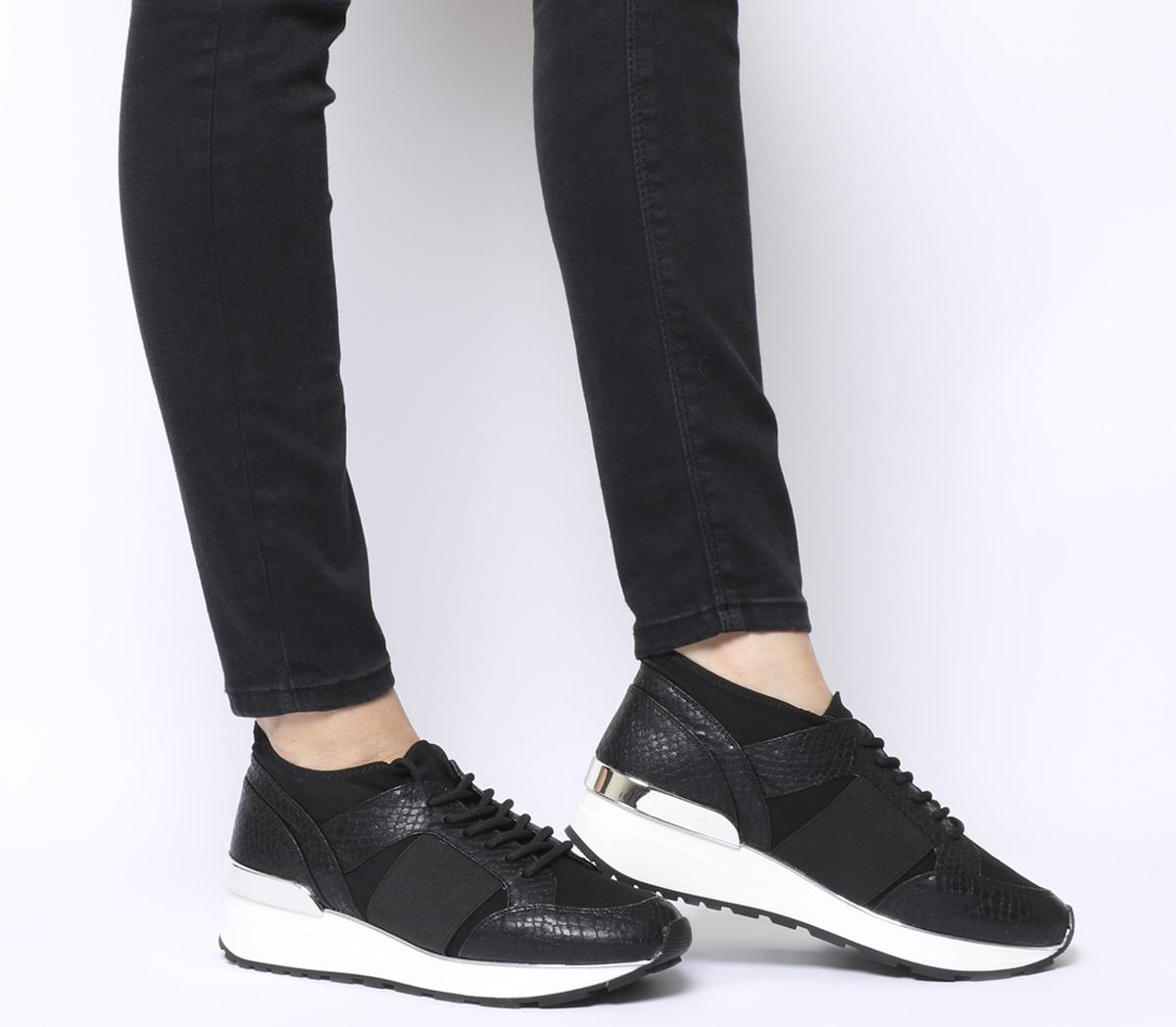 OfficeFella Glam Lace Up RunnersBlack Snake