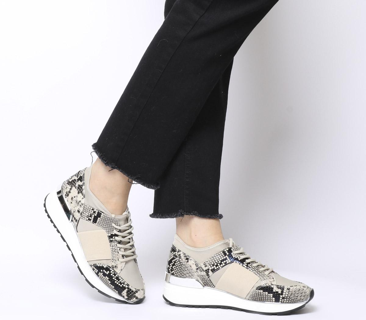 OFFICEFella Glam Lace Up Runner TrainersNude Snake
