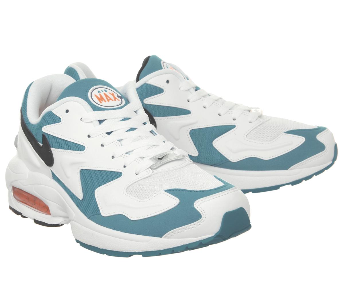 NikeAir Max 2 Light TrainersWhite Black Blue Lagoon Laser Orange Indigo Force