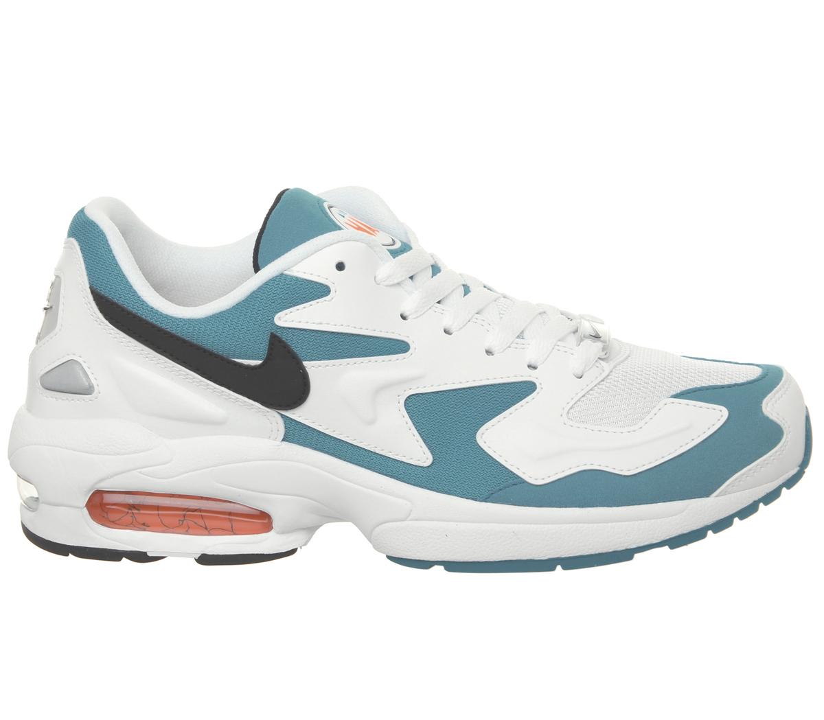 NikeAir Max 2 Light TrainersWhite Black Blue Lagoon Laser Orange Indigo Force