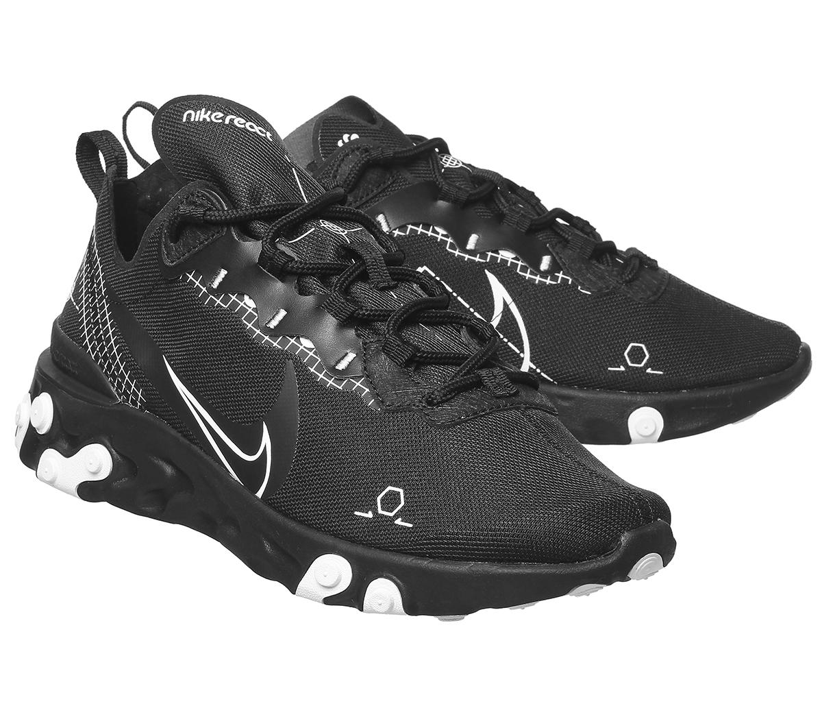 NikeReact Element 55 TrainersBlack White Grey Black